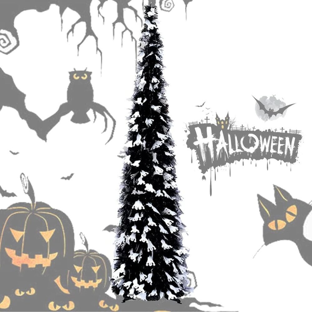 Halloween Black & White Pop Up Ghost 5 Foot Tree